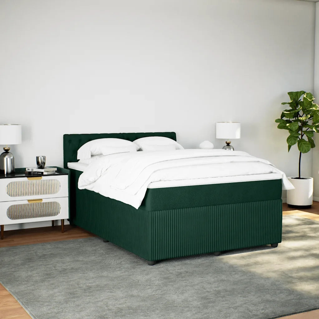 vidaXL Giroletto a Molle con Materasso Verde Scuro 160x200 cm Velluto