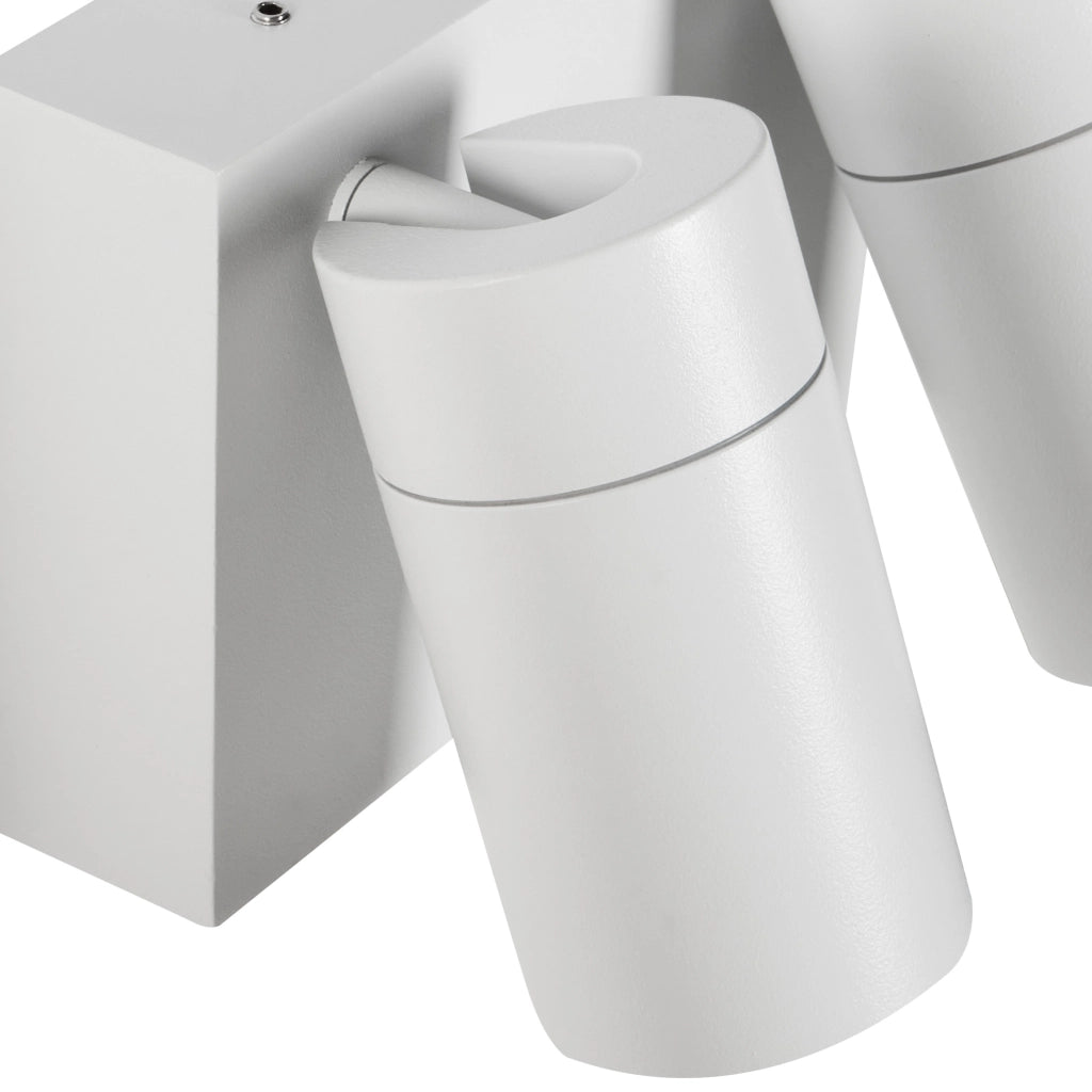 Lampada da parete per esterni in alluminio bianco con 2 faretti, illuminazione da esterno moderna