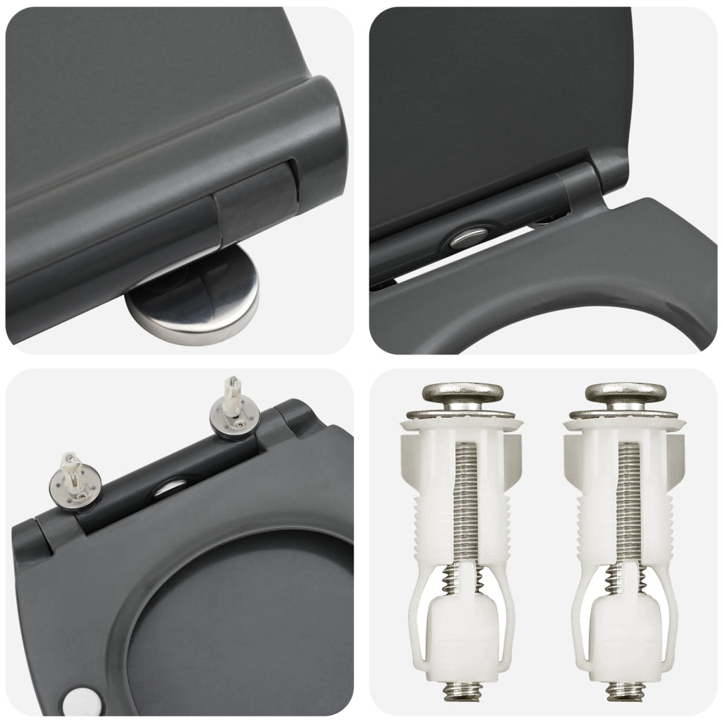 Toilette a rilascio rapido  con chiusura morbida in Duroplast Antracite