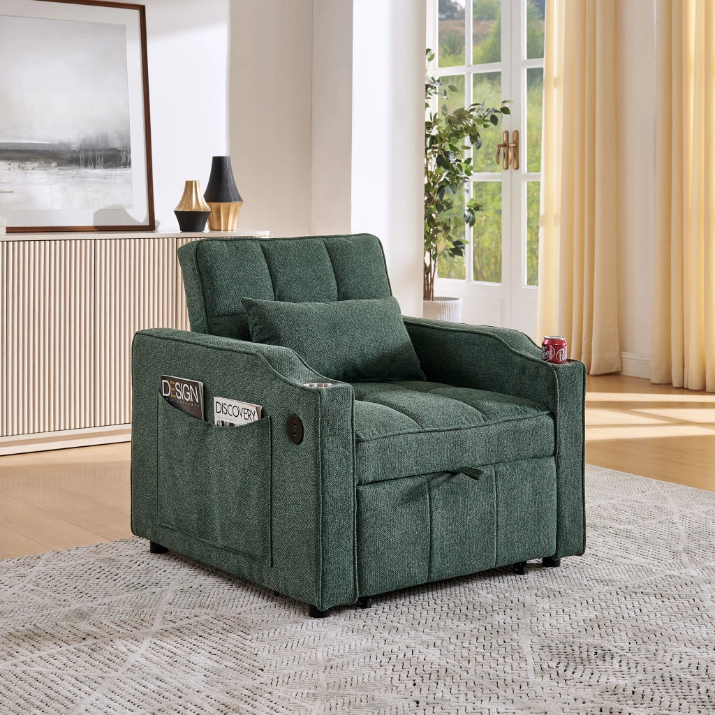 Divano Letto con USB ¨C MINIMAL ¨C Verde, Trasformabile
