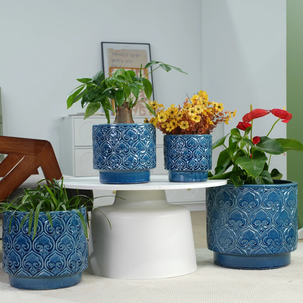 VASI DA FIORI Set 4 pezzi Ø38/31,5/24/19 cm Ceramica Blu