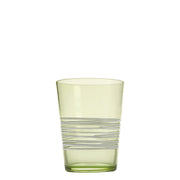 Set 6 Bicchieri Tumbler Filante in Vetro Colorato Verde Mela, Design Artigianale con Decorazione a Filo Bianco, Resistenti e Lavabili in Lavastoviglie