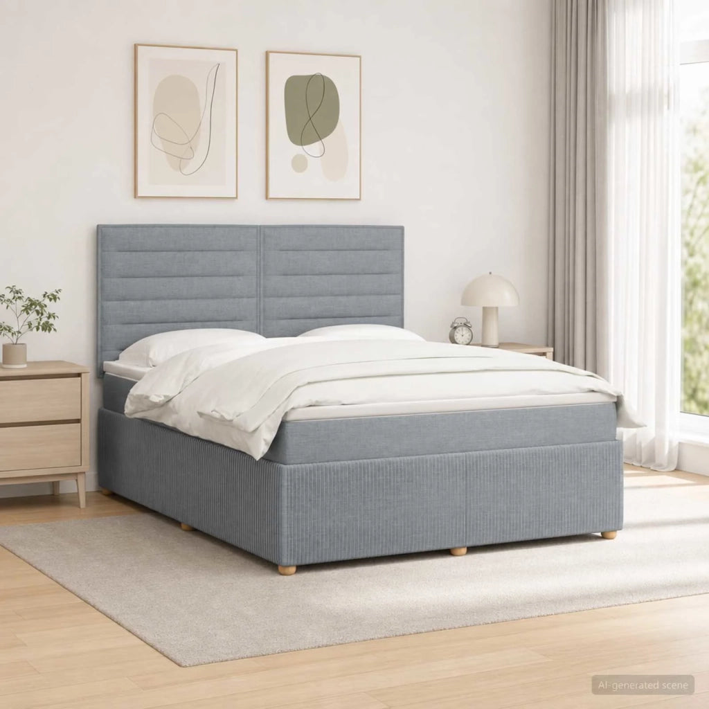 Letto Box Spring LED con Materasso Grigio Chiaro 140 x 190 cm 3455846