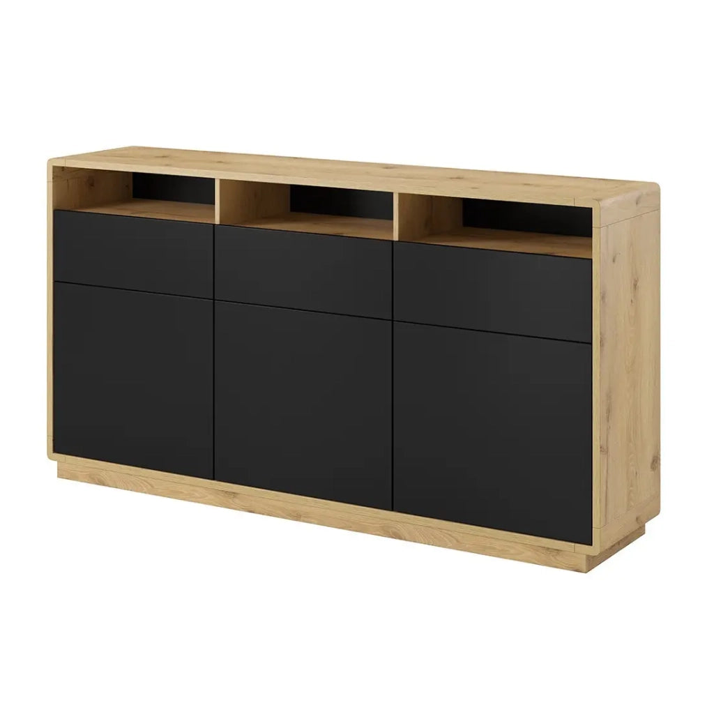 Credenza 180cm collezione VILLA. Colore quercia e nero.