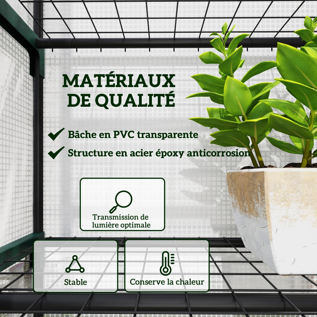 Serra da giardino e balcone scaffale 5 livelli ¨C zephmum ¨C bianco acciaio 69x49x193 cm