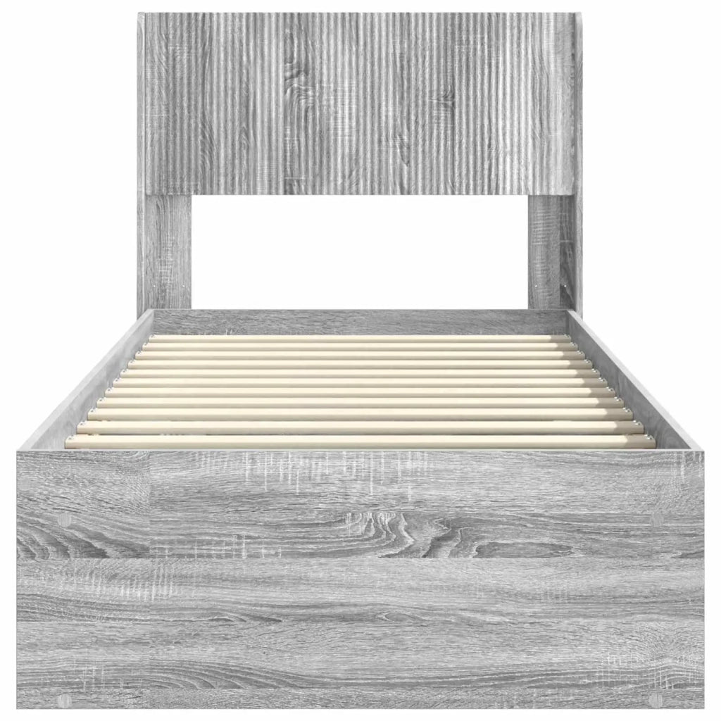 Struttura del letto con stoccaggio e testata Sonoma grigio