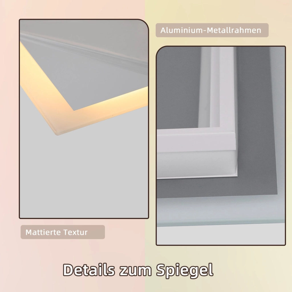 ZMH Specchio con luce 50x70cm Specchio da parete a LED Specchio da bagno in vetro antideflagrante con touch screen