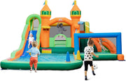 Castello Gonfiabile per bambini, Casa Gonfiabile con Scivolo, Area per Saltare, Piscina, con Borsa di Trasporto e Kit di Riparazione, per Bambini di 3-12 Anni (Senza Soffiatore)