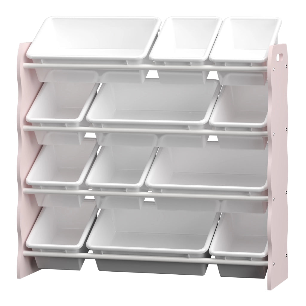 Scaffale Vestnes per Cameretta Mobile Contenitore a Scaletta - Rosa/Bianco [en.casa]