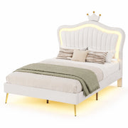 Letto per bambini 90x200 cm con LED; testiera regolabile e rete; bianco