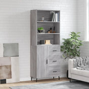 Credenza-Buffet-Armadio da cucina Grigio Sonoma 69,5x34x180 cm in Legno Multistrato 179651