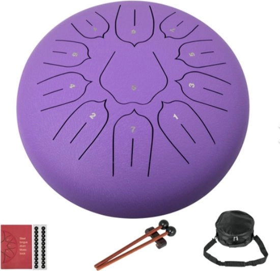 Tamburo a lingua di acciaio - 25 cm - 11 note - Tamburo da appendere - Tamburo a mano - Tamburo yoga - Handpan - Blu