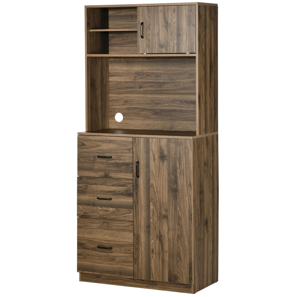 Credenza Moderna con 3 Cassetti e Armadietti Mobile Dispensa in Legno