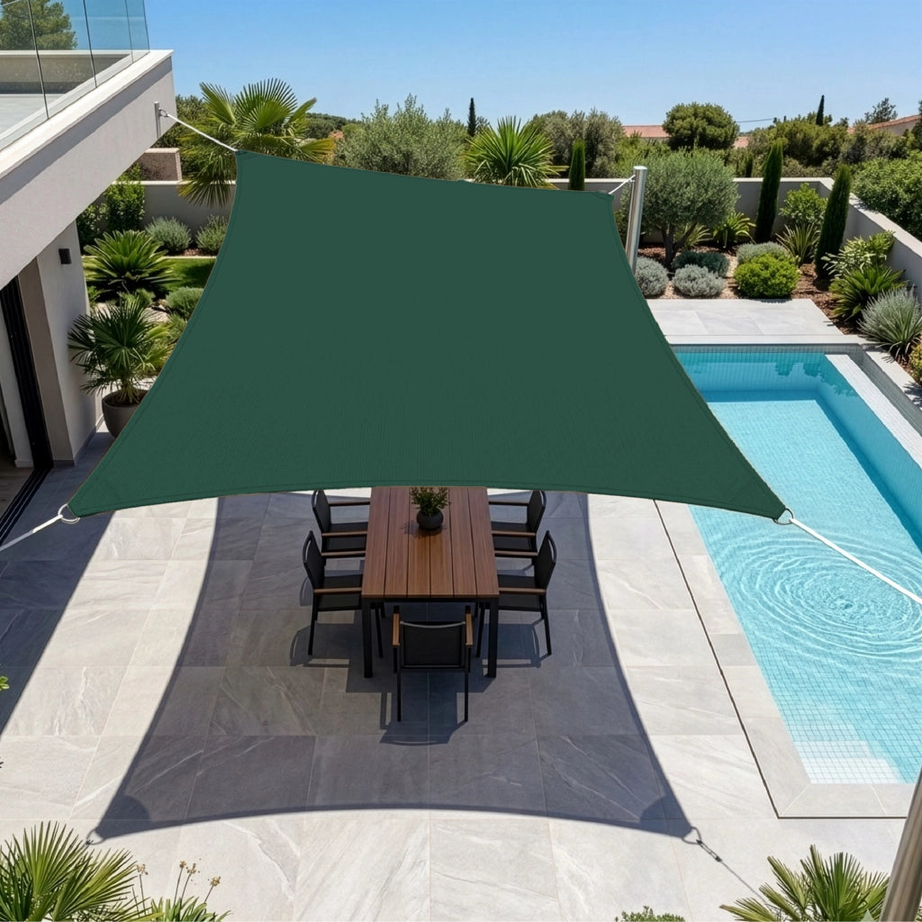 Tenda a Vela Ombreggiante Impermeabile con Anelli Rinforzati Copertura Sole per Giardino Terrazzo Balcone Patio Diverse Forme e Misure Verde - Rettangolare3x4 Metri