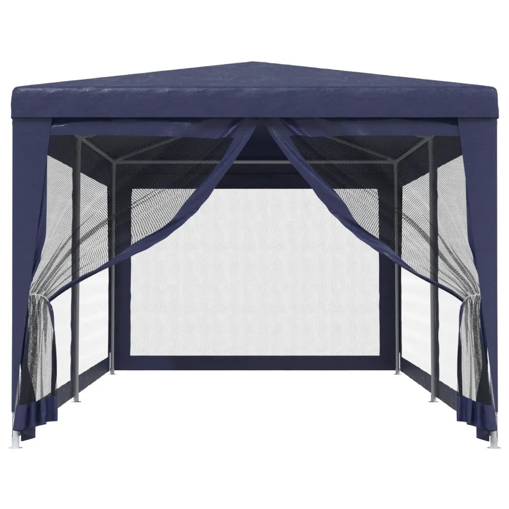 Tenda per Feste con 6 Pareti Laterali in Rete Blu 3x6 m HDPE