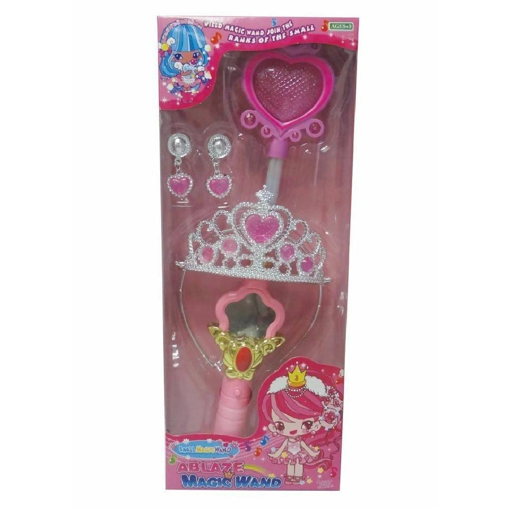 Trade Shop - Scettro Con Corona Orecchini Bacchetta Giocattolo Gioco Bambina -