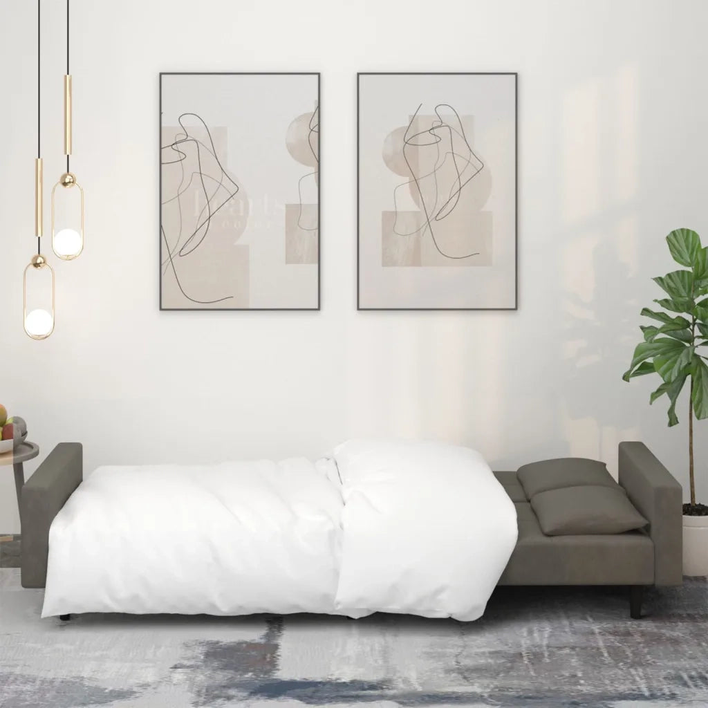 Divano Letto a 2 Posti con 2 Cuscini Grigio Scuro in Vellutocod mxl 88294