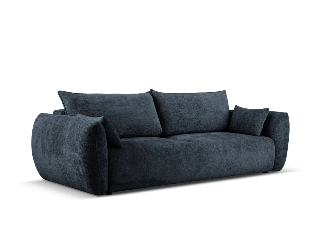 Cosmopolitan Design - Divano convertibile con contenitore "Matera" 3 posti in ciniglia blu reale 