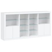 Buffet credenza cassettiera armadio mobile contenitore organizer per cucina soggiorno salotto con luci LED 202 x 37 x 100 cm bianco 02_0029841