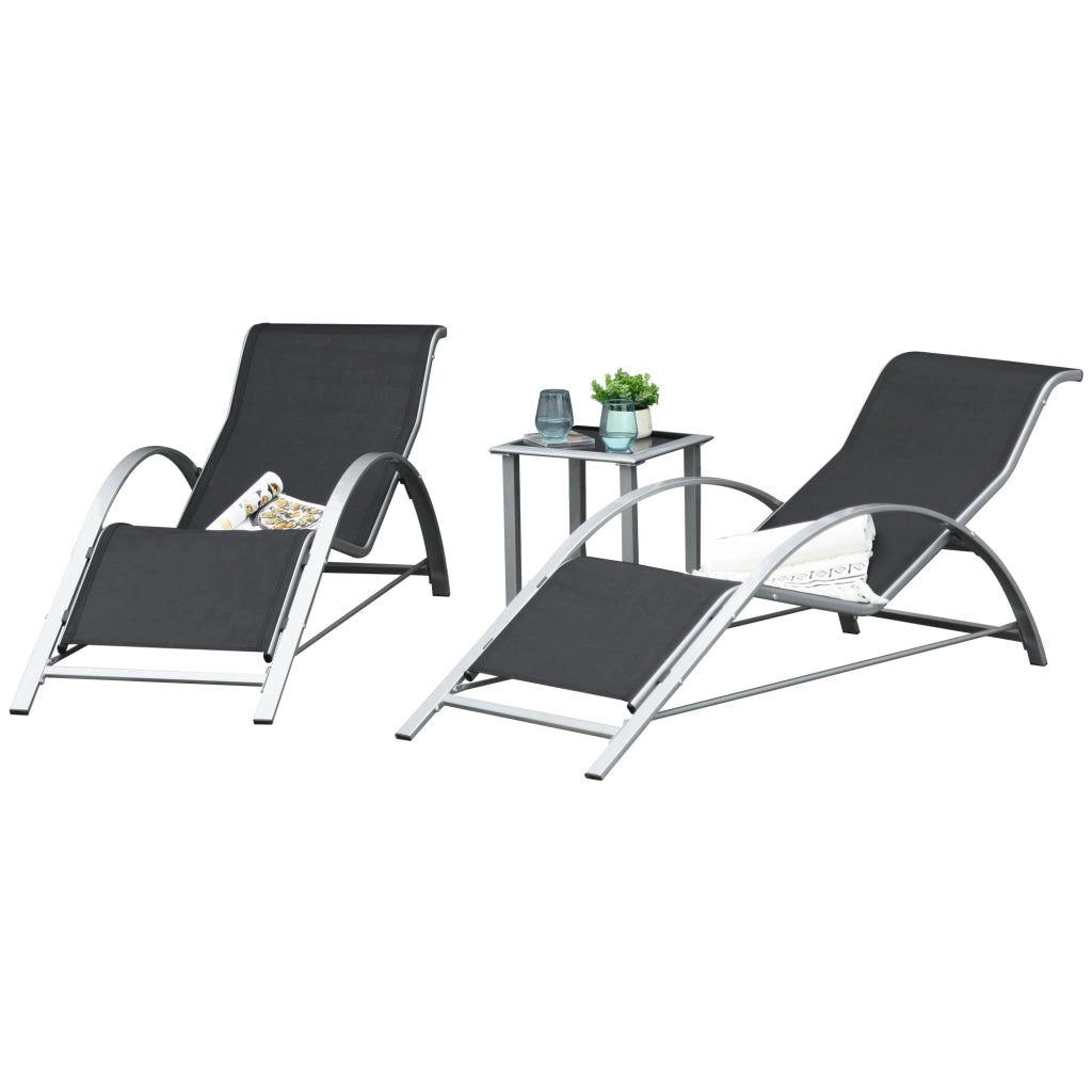 Set 2 Poltrone a Sdraio con Tavolino ¨C Zephmum ¨C Grigio Antracite 59x169x66 cm