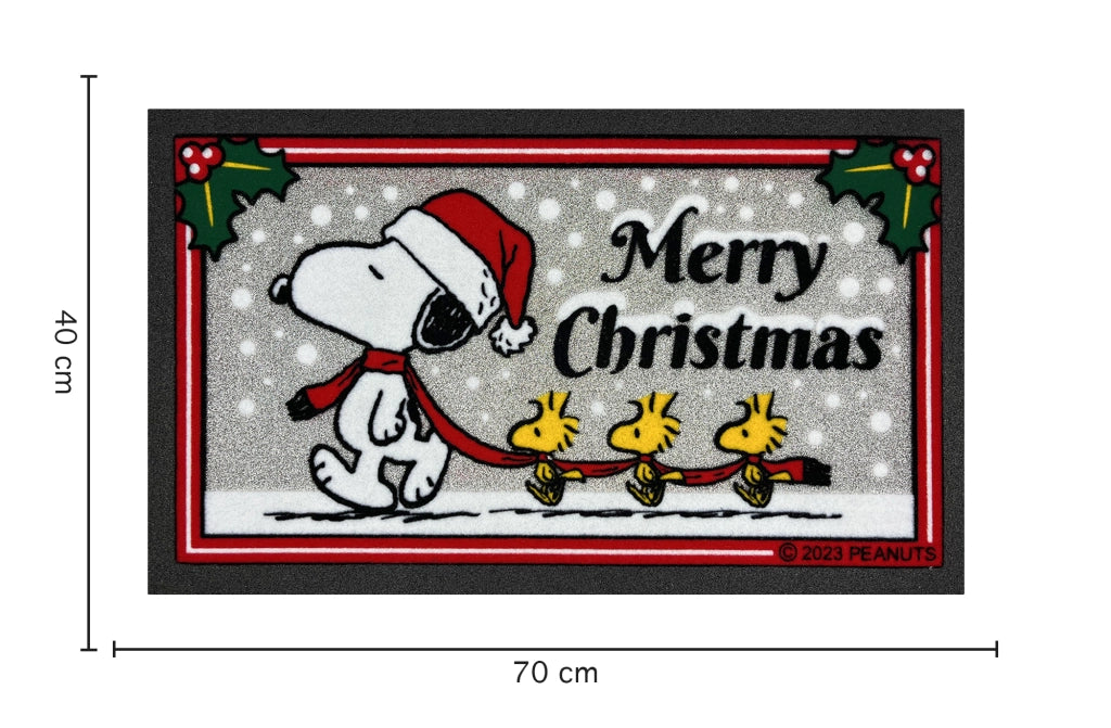 Zerbino Ingresso Natalizio Rettangolare 40 x 60 Cm in Gomma Floccata Tappeto Ingresso Asciugapassi Tappetino Antiscivolo Interno Estero Originale Idea Regalo Natale