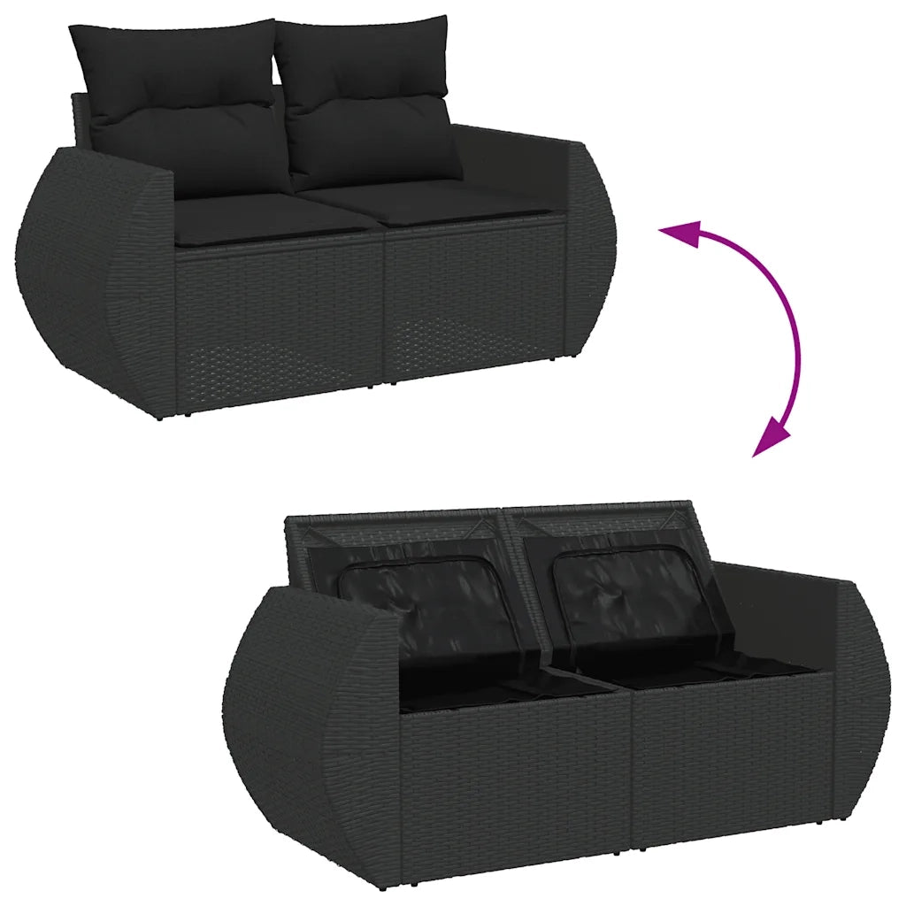 Set Divani da Giardino con Cuscini 8 pz Nero in Polyrattan 3325849