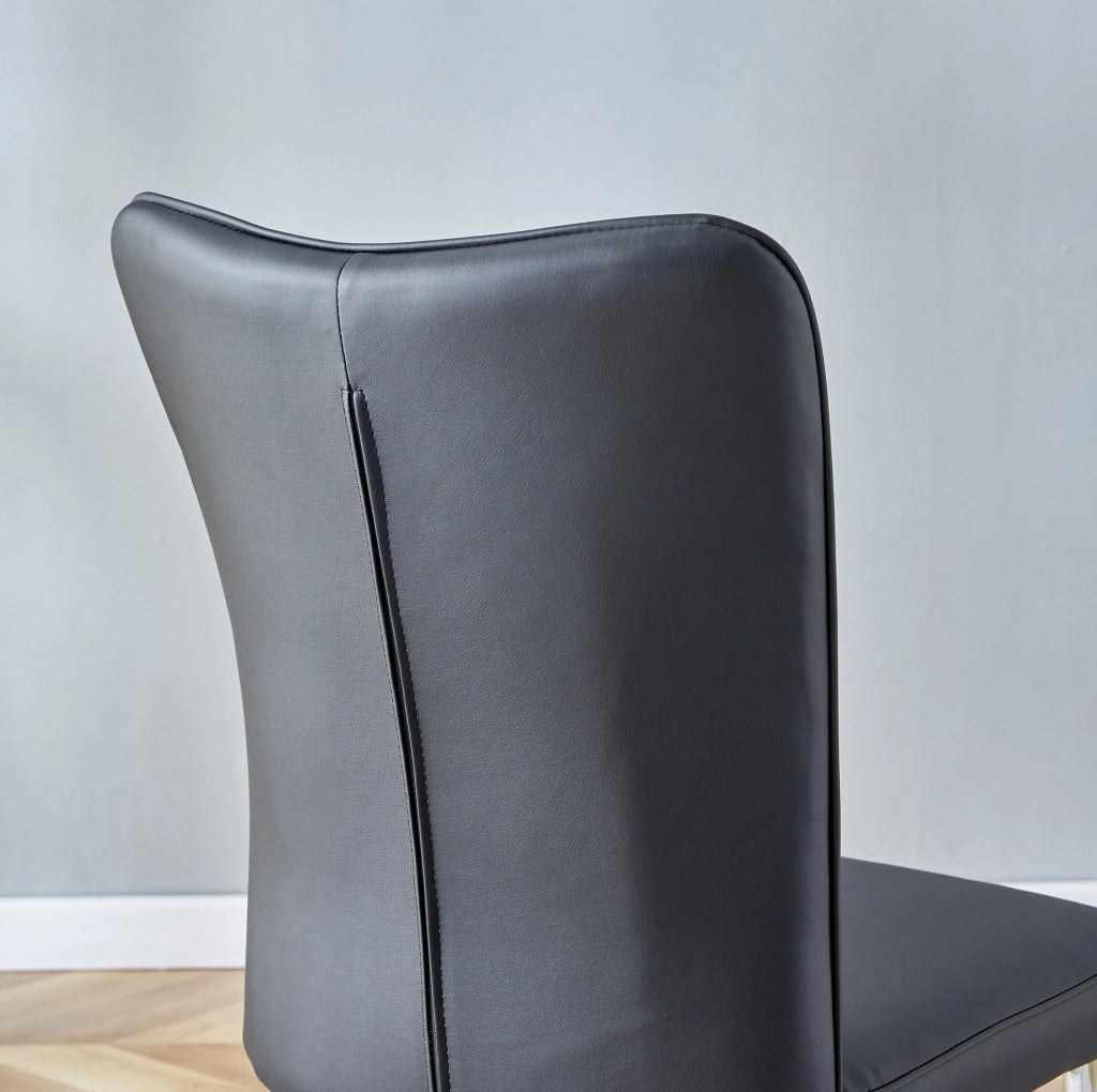 Set di 2 sedie da pranzo in PU nero con gambe argento