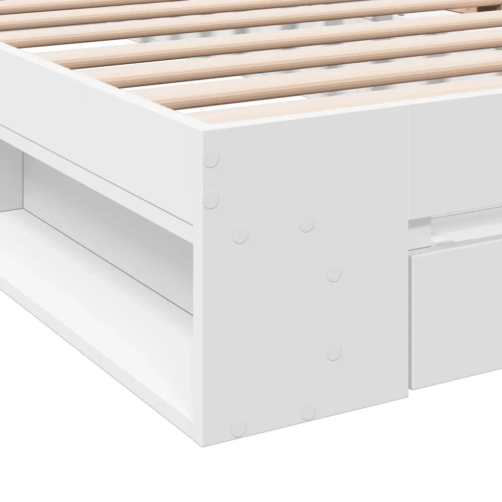 Giroletto con Cassetto Bianco 75x190 cm in Legno Multistrato