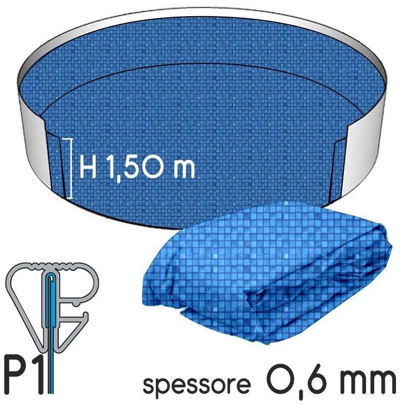 Liner Per Piscina A Forma Circolare  4,00 X H. 1,20 M Sabbia - Attacco P3 - Spessore 0,80 Mm Colore: Ibiza, Altezza: 1.50 m, Tipo attacco: P1
