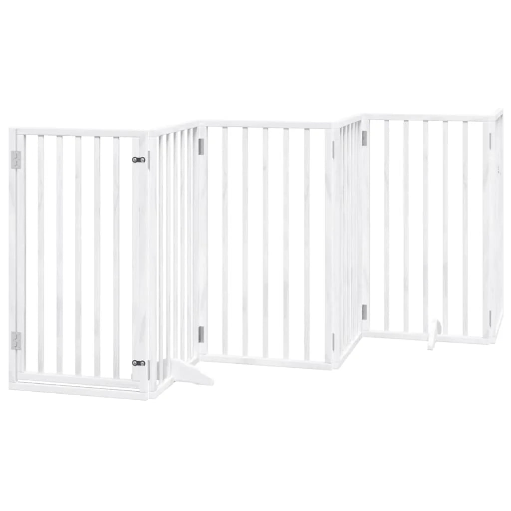 Cancelletto e porta di sicurezza per animali domestici 6 pannelli legno di pioppo bianco 02_0023358