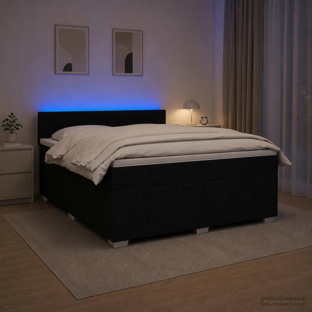 Letto box spring con materasso Nero 140 x 190 cm Tessuto 3452679