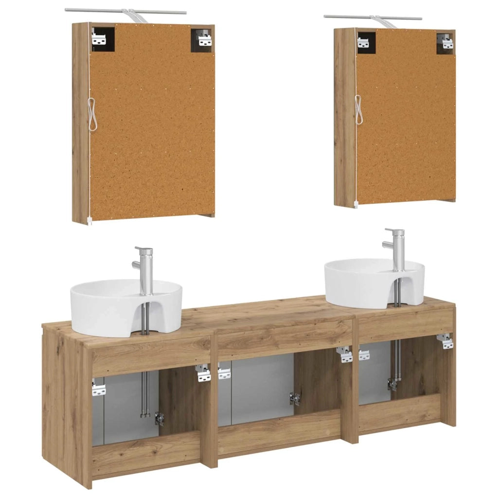 Set di Armadi da Bagno 5 pcs Rovere Artigianale 3406438