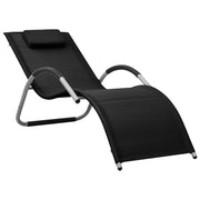 Lettino prendisole sedia a sdraio lettino prendisole letto da giardino mobili da esterno per patio textilene nero e grigio 02_0012939