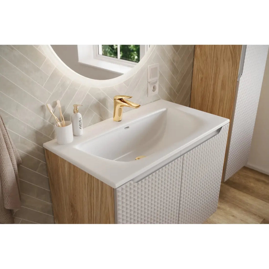 Lavabo da incasso VELOA 80 cm ceramica bianco opaco design moderno ovale