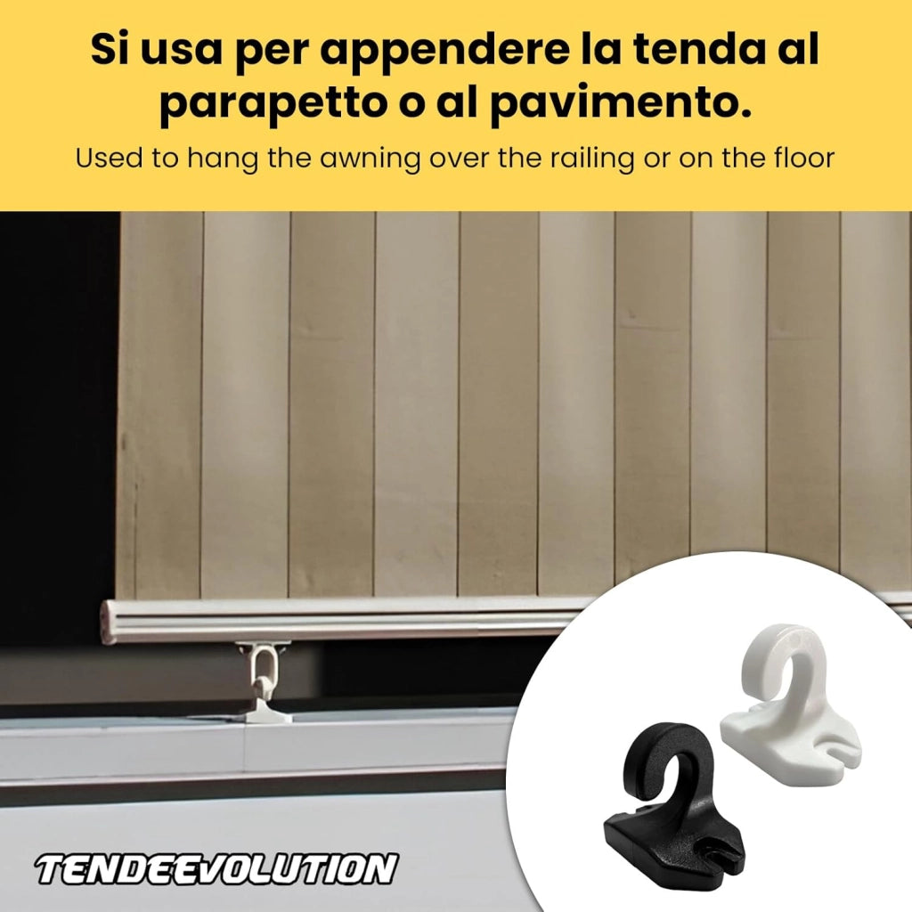 Gancio a Pavimento per tende da sole, Ringhiera ad Uncino Per Tenda a Caduta in PVC Colore Nero