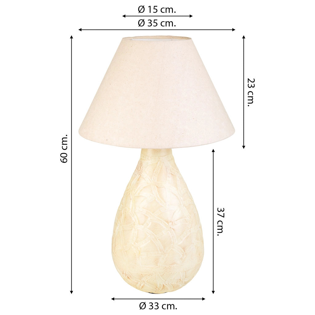 Lampada da tavolo in metallo panna 33x33x60h