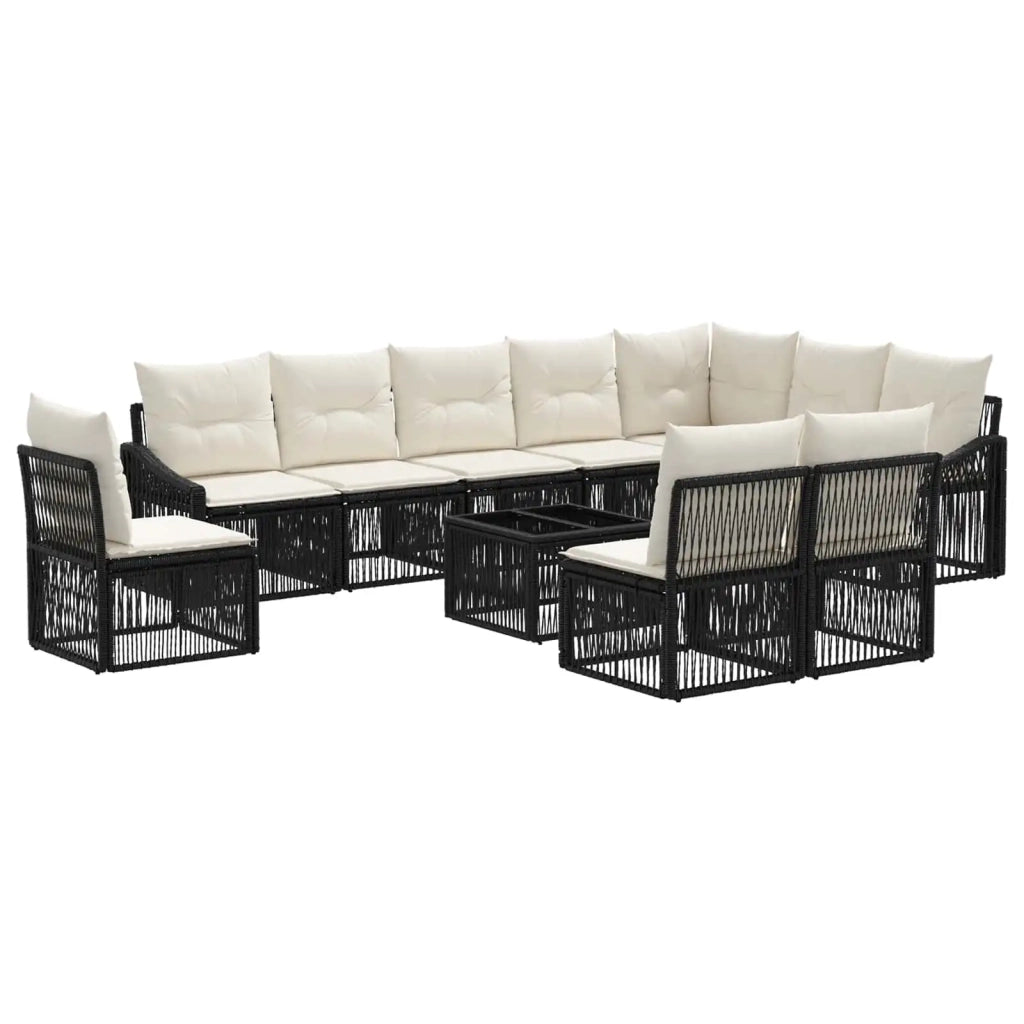 Set Divano da Giardino Regolabile 11 pcs Nero polyrattan 3436036