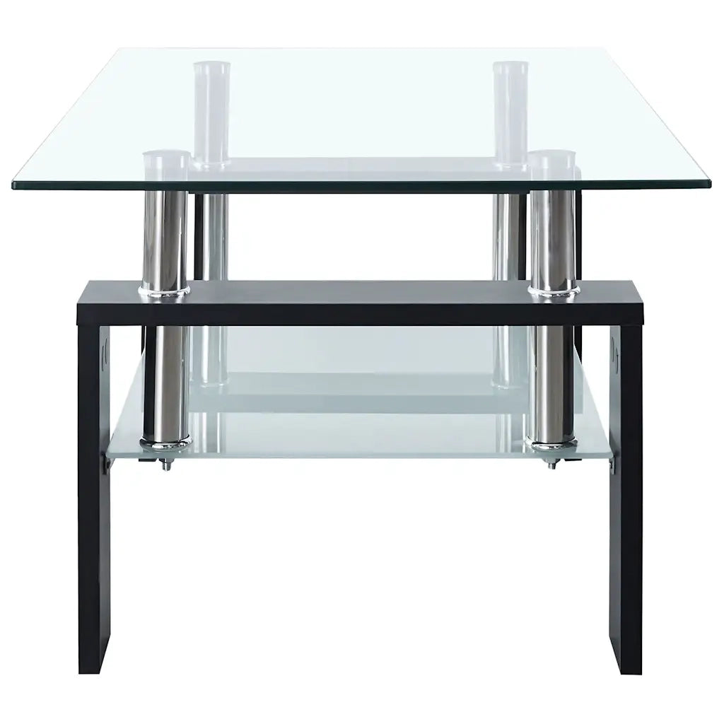 Tavolino Salotto Nero e Trasparente 95x55x40 cm Vetro Temperato cod mxl 29743
