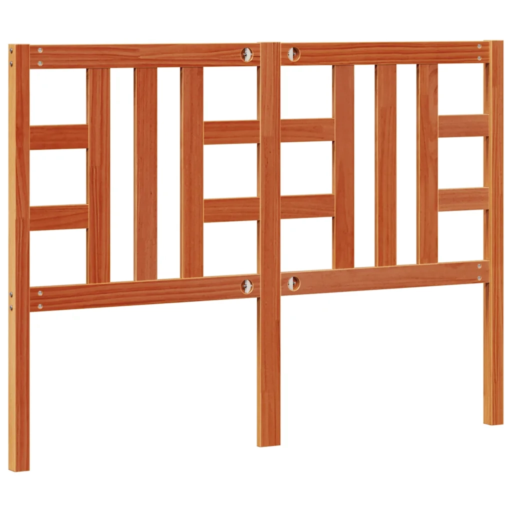 Testiera Marrone Cera 135 cm in Legno Massello di Pino 844190