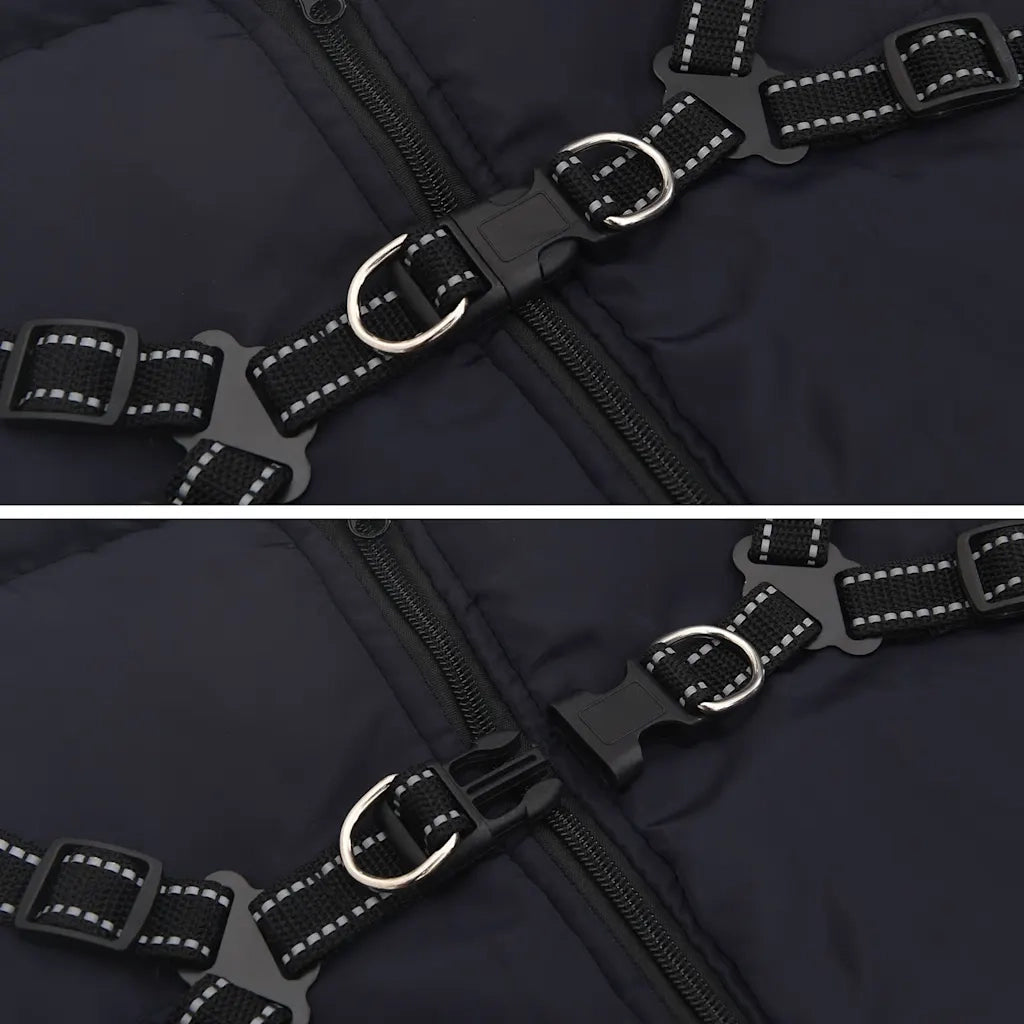 Cappotto Cani Imbracatura Impermeabile Riflettente Blu Navy L44