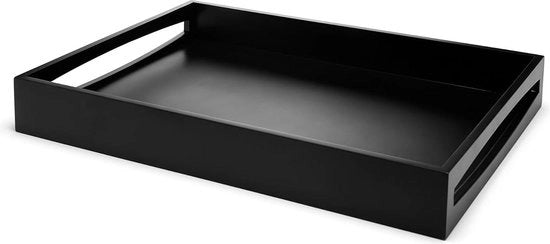 Dishboard 60x60 - Piastra di servizio angolare in legno nero 475 x 35 cm - con bordo alto - Piastra di servizio 60x60 con 2 maniglie