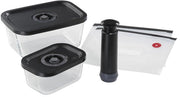 Set di Cucina Easyfresh a Vuoto | 5 pezzi | 1x pompa a mano, 1x contenitore a vuoto S e L, 2x sacchetti a vuoto 22x21 cm | Vetro borosilicato, plastica di alta qualità | Preparazione e conservazione
