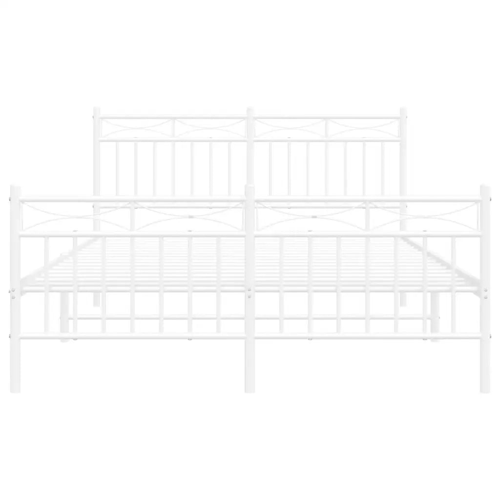 Giroletto con Testiera e Pediera Metallo Bianco 135x190 cm 373757