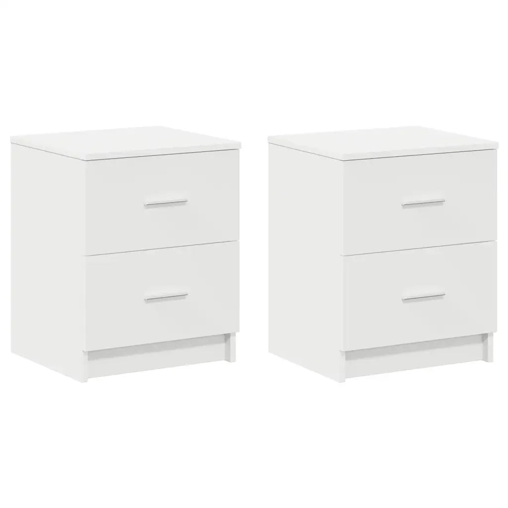 Comodini 2 pz con 2 Cassetti Bianchi 40x36x50 cm 858786