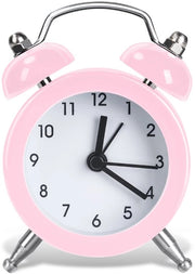 Orologio da tavolo mini retro - colore rosa - sveglia analogica semplice - non include batterie - ideale per camera e ufficio