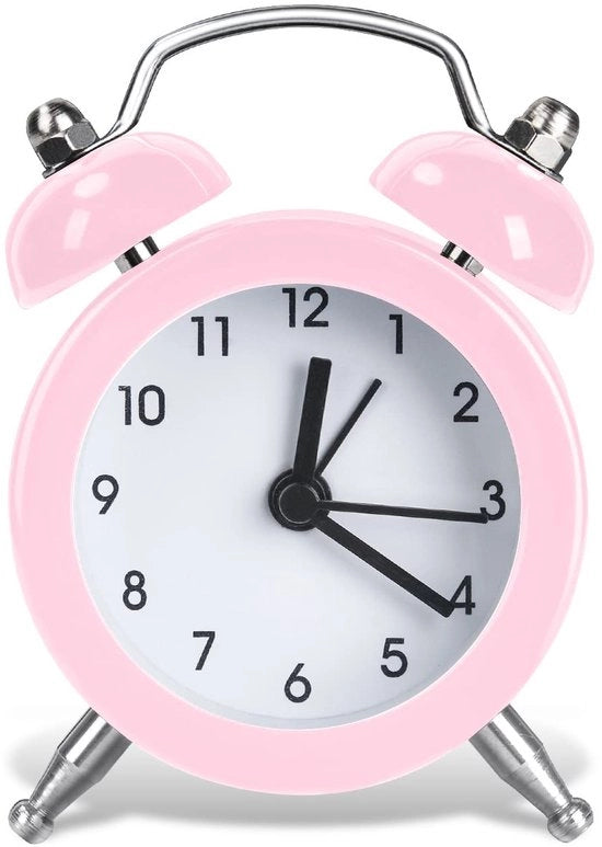 Orologio da tavolo mini retro - colore rosa - sveglia analogica semplice - non include batterie - ideale per camera e ufficio