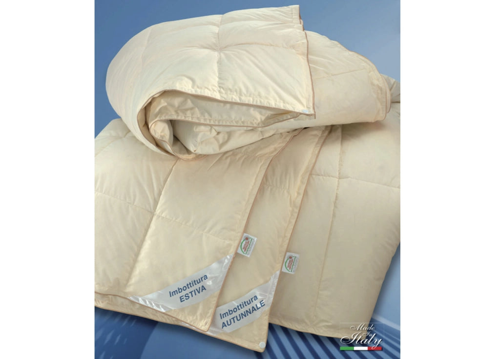Piumino D'Oca Quattro Stagioni Mod. Praga 50% Piumino D'oca 50% Piumette D'oca - 1 Piazza e Mezza - Praga 4 Stagioni