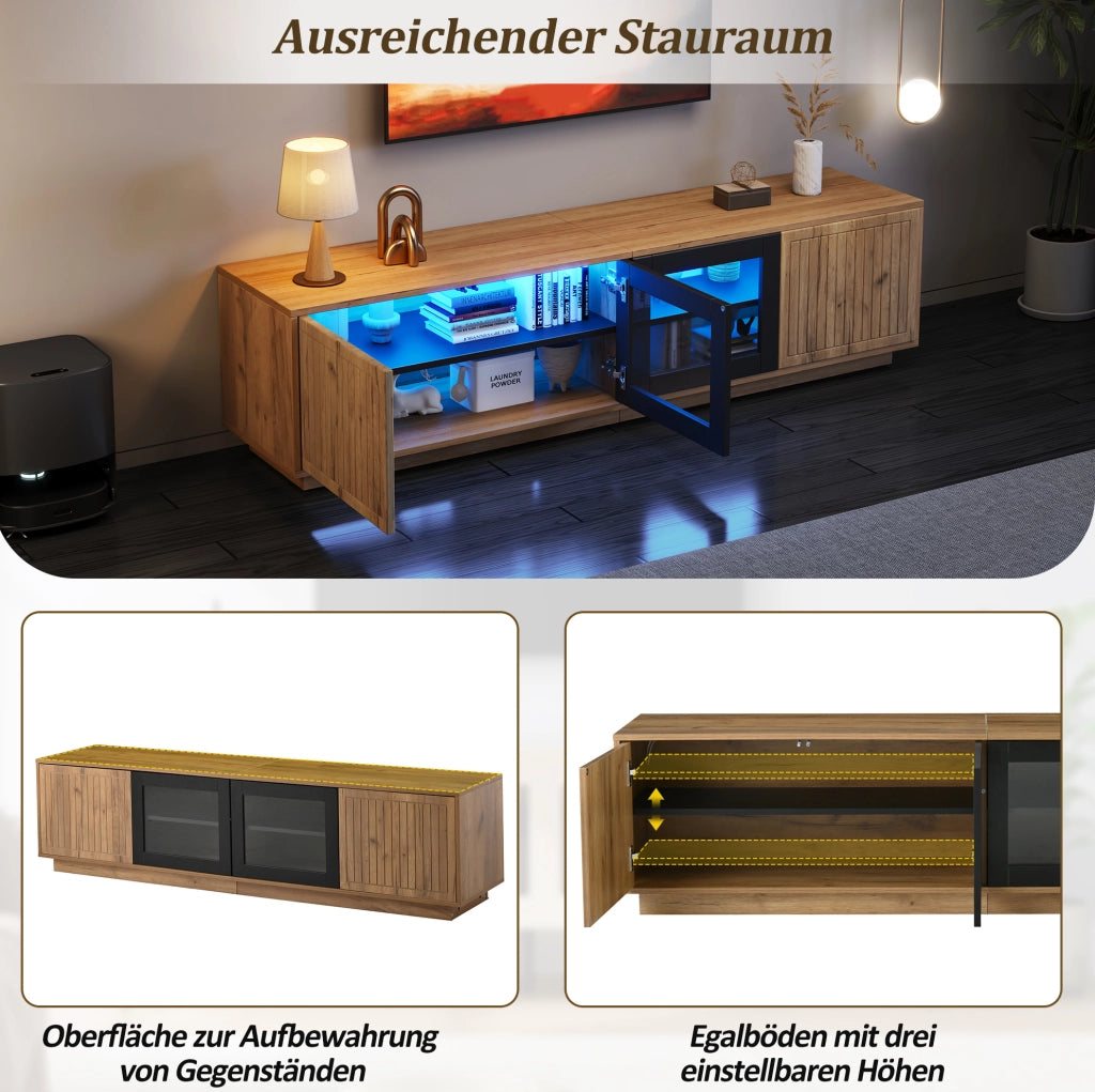 Mobile TV 180 cm con LED app e ante in vetro