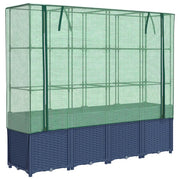 Fioriere | Cassetta per fiori | Letto rialzato con copertura per serra effetto rattan 160x40x153 cm