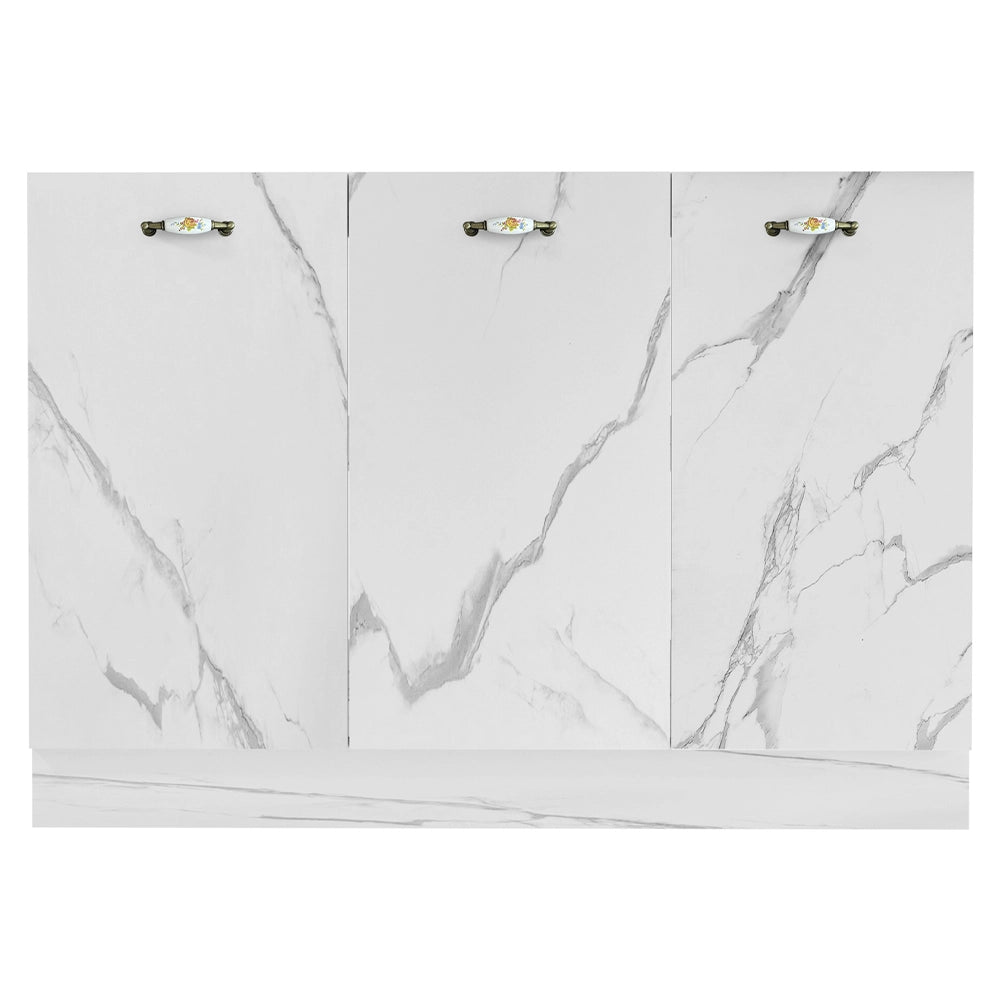 Mobile Sottolavello da Cucina Componibile a 3 Ante in Legno Bianco Effetto Marmo
